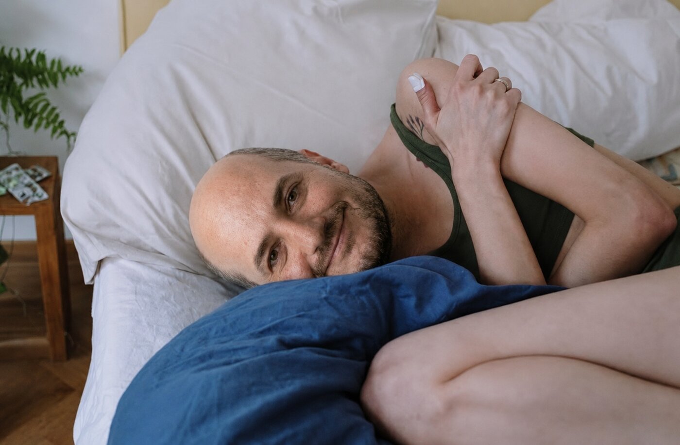 Person resting and recovering in bed